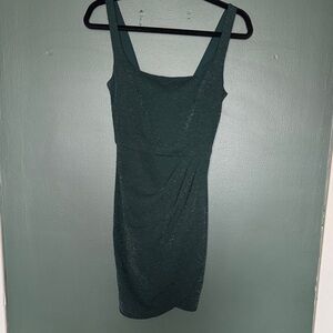 Blue Rain Dark Emerald Green Glitter Mini Dress